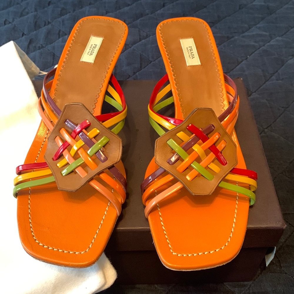 Prada 38 sandals great condition original box card 2 dust bags never used